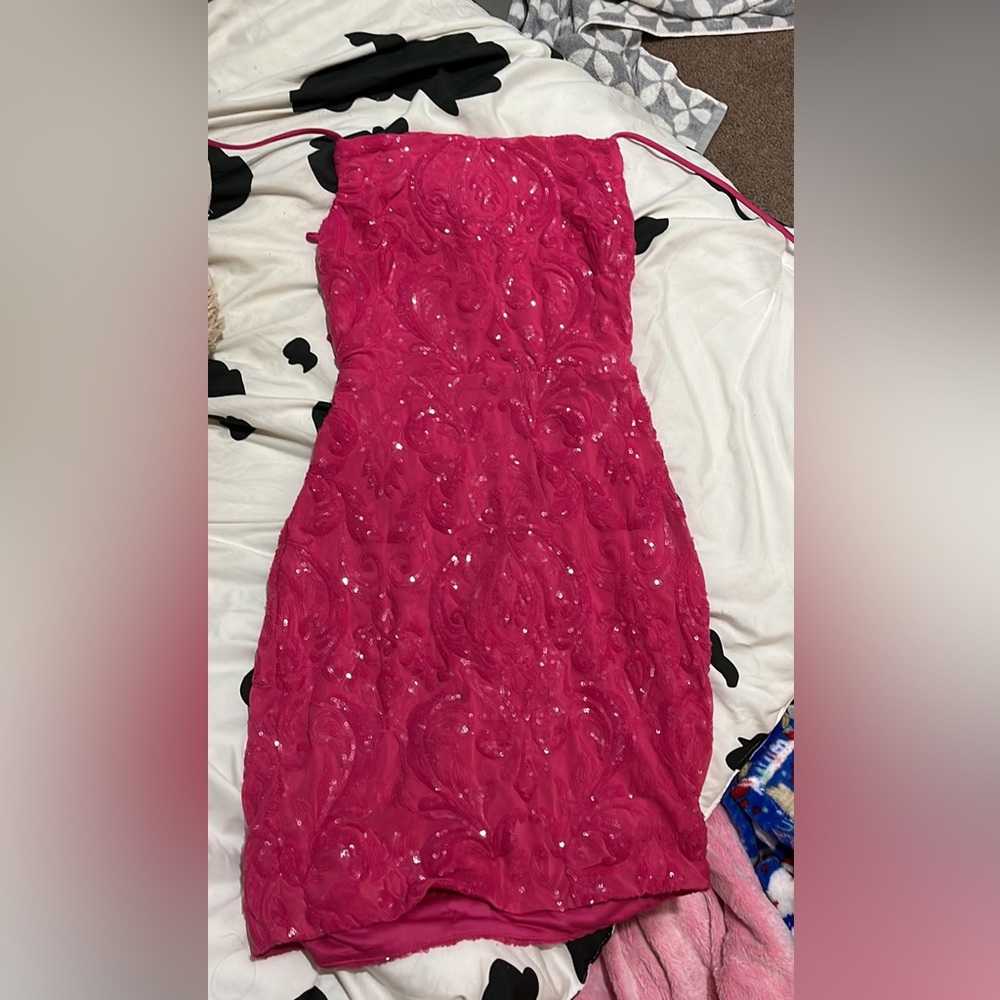 Hot Pink Sparkly Hoco Dress